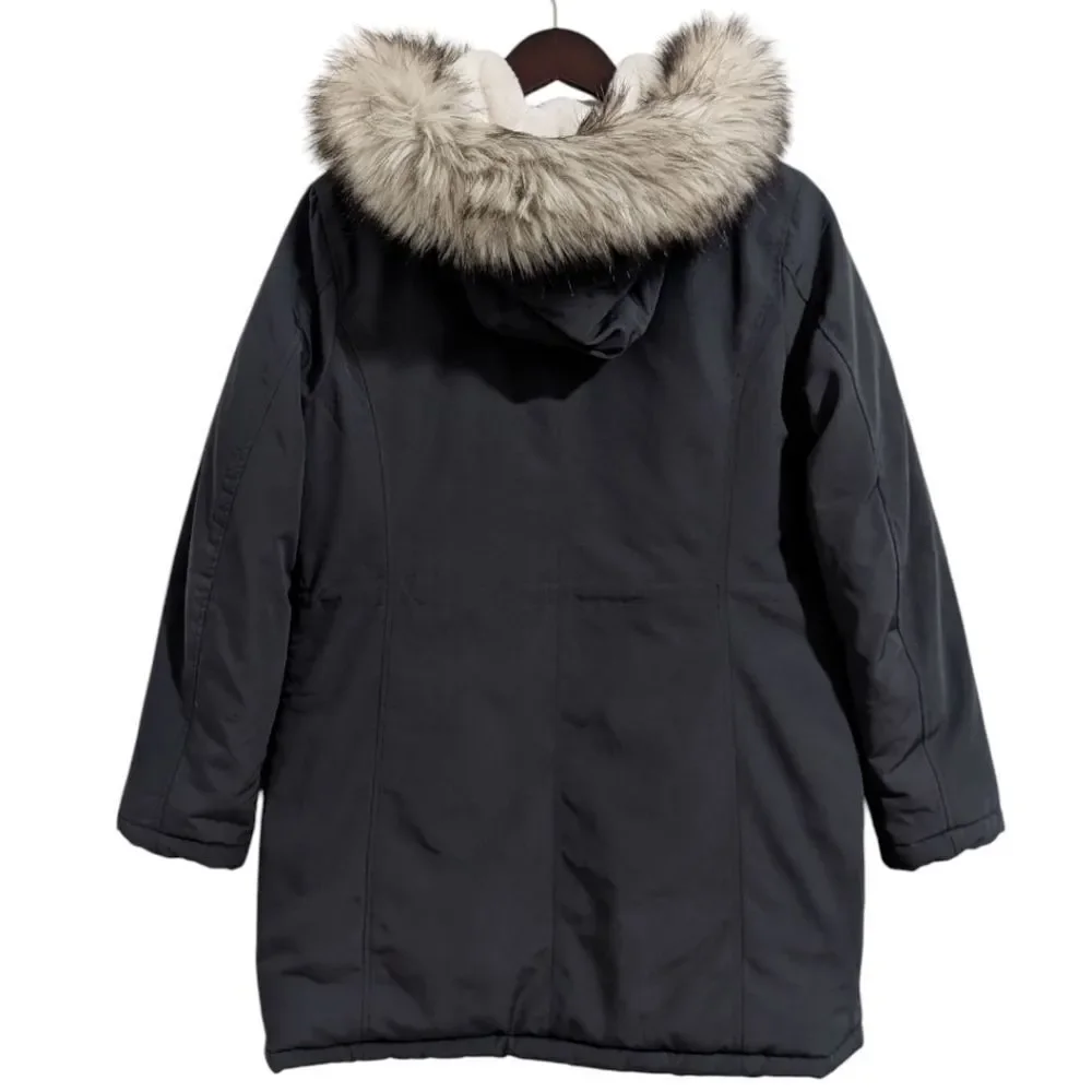 Michael Kors Faux Fur Trim Hooded Parka - Gunmetal Gray - Size M